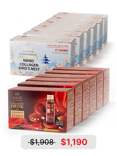 COMBO CLASSIC BEAUTY – SUPER COLLAGEN YẾN & LINH CHI ĐỎ GLUCOSAMINE 内側から輝く美しさ