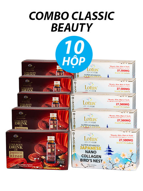 COMBO CLASSIC BEAUTY – SUPER COLLAGEN YẾN & LINH CHI ĐỎ GLUCOSAMINE 内側から輝く美しさ