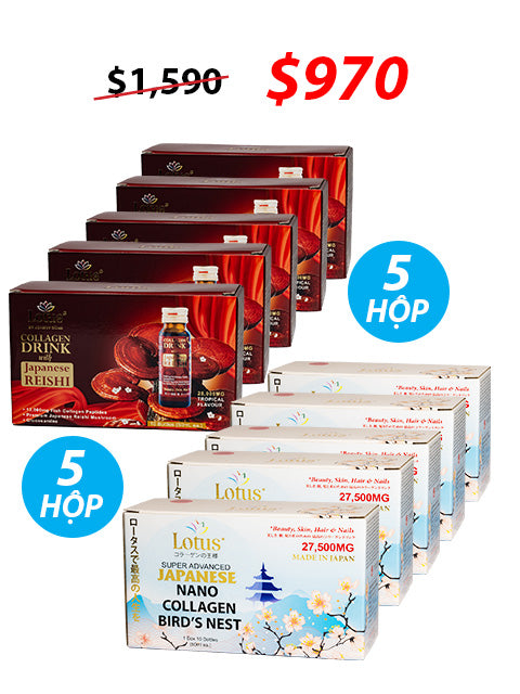 COMBO CLASSIC BEAUTY – SUPER COLLAGEN YẾN & LINH CHI ĐỎ GLUCOSAMINE 内側から輝く美しさ