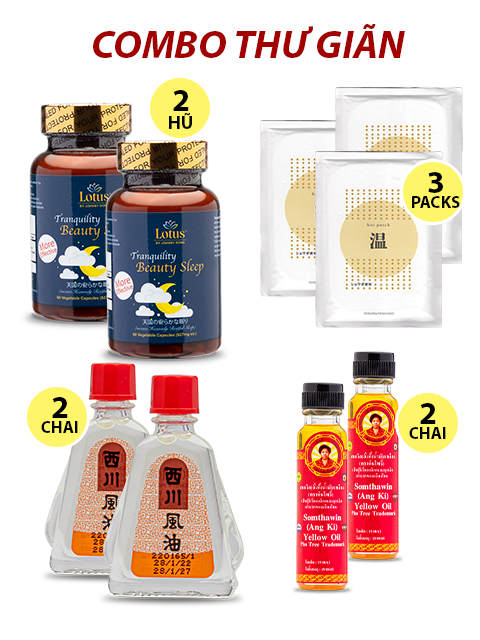 COMBO THƯ GIÃN - BEAUTY SLEEP NGỦ NGON, DẦU ORGANIC & SALONPAS THƯ THÁI
