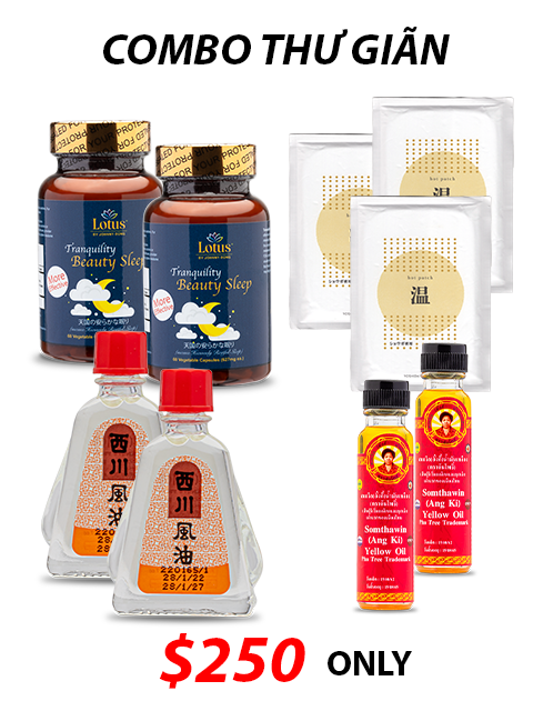 COMBO THƯ GIÃN - BEAUTY SLEEP NGỦ NGON, DẦU ORGANIC & SALONPAS THƯ THÁI