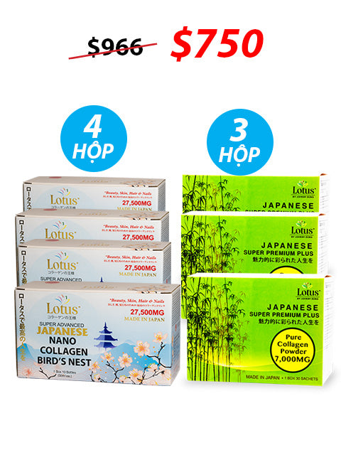 COMBO TWIN GLOW DUO 7 BOXES - SUPER COLLAGEN BIRD'S NEST PLUS & POWDER 7,000MG コラーゲンデュオ