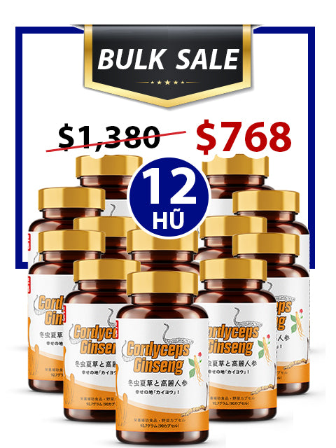 BULK SALE SAVING 12 HŨ - PREMIUM CORDYCEPS SÂM TRẮNG 1,030MG