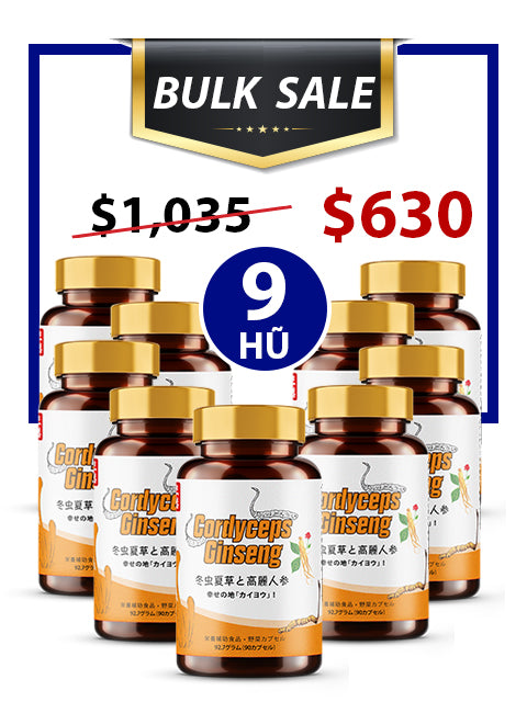 BULK SALE SAVING 9 HŨ - PREMIUM CORDYCEPS SÂM TRẮNG 1,030MG