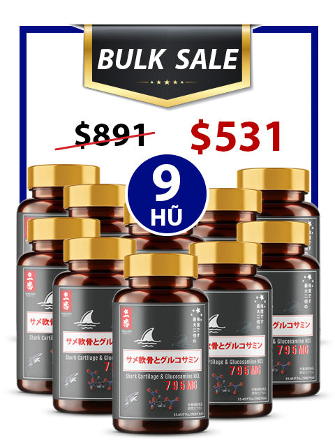 BULK SALE SAVING 9 HŨ - SỤN CÁ MẬP SHARK GLUCOSAMINE CHO XƯƠNG KHỚP