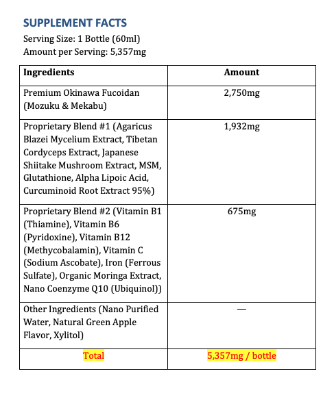 SUPERIOR ADVANCED LIPOSOMAL FUCOIDAN DRINK 5,357MG 海洋からの再生力