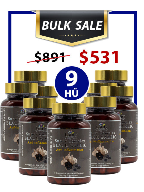 BULK SALE 9 HŨ - JAPANESE BLACK GARLIC & RED CURCUMIN, TỎI ĐEN NGHỆ ĐỎ