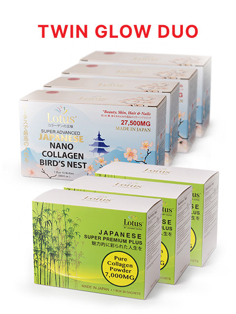 COMBO TWIN GLOW DUO 7 BOXES - SUPER COLLAGEN BIRD'S NEST PLUS & POWDER 7,000MG コラーゲンデュオ
