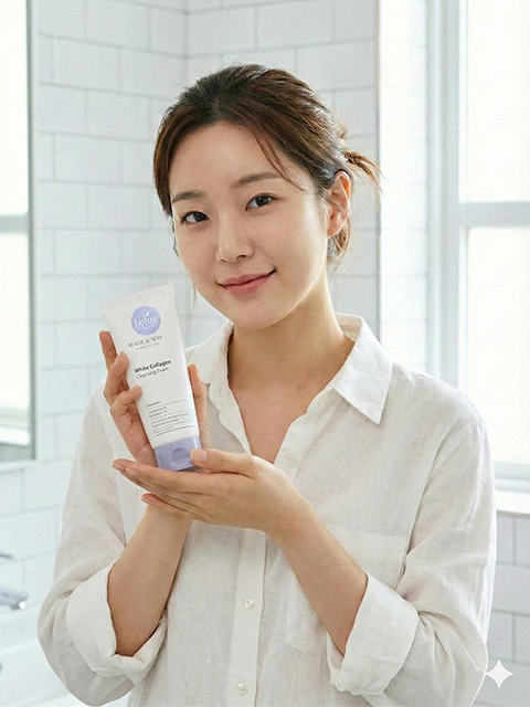 KOREAN WHITE COLLAGEN CLEANSING FOAM - 럭셔리하게 깨어나는 피부의 광채