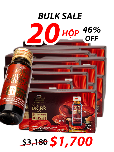 JAPANESE SUPER COLLAGEN REISHI GLUCOSAMINE 25,000MG 極上赤霊芝