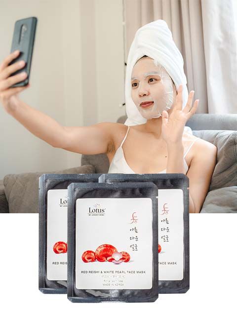 LOTUS RED REISHI & WHITE PEARL FACE MASK 자연의 힘으로 피부의 빛을 되찾다