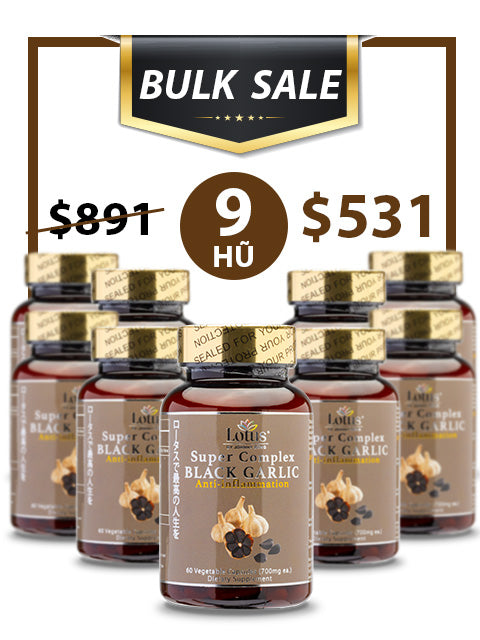 BULK SALE 9 HŨ - JAPANESE BLACK GARLIC & RED CURCUMIN, TỎI ĐEN NGHỆ ĐỎ