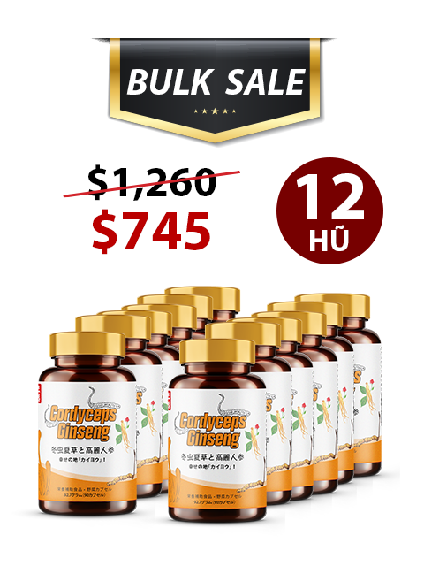 BULK SALE SAVING 12 HŨ - PREMIUM CORDYCEPS SÂM TRẮNG 1,030MG