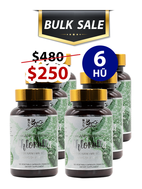 BULK SALE SAVING 6 HŨ - NANO, ORGANIC CHLORELLA ĐƠN DƯƠNG TẢO