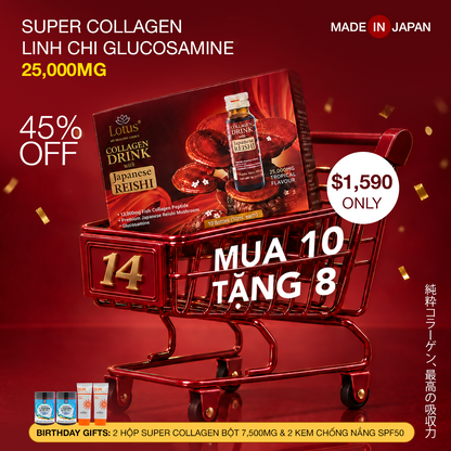 JAPANESE SUPER COLLAGEN REISHI GLUCOSAMINE 25,000MG 極上赤霊芝