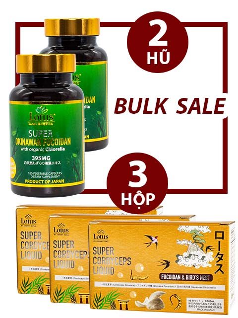 BULK SALE COMBO - JAPANESE SUPER FUCOIDAN 395MG & SUPER FUCOICEPS TỔ YẾN 3,000MG