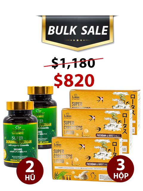 BULK SALE COMBO - JAPANESE SUPER FUCOIDAN 395MG & SUPER FUCOICEPS TỔ YẾN 3,000MG