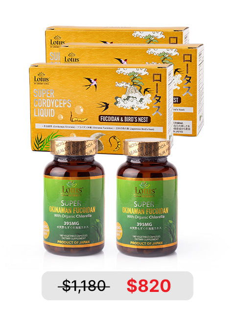 COMBO SUPER HEALTHY - JAPANESE SUPER FUCOIDAN 395MG & SUPER FUCOICEPS 海と大地の融合