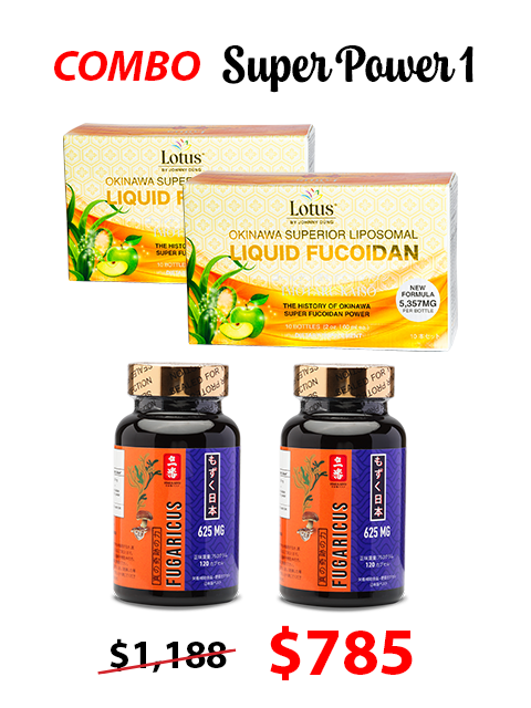 COMBO SUPER POWER 1 - SUPER FUCOIDAN LIQUID 5,357MG & FUGARICUS フコイダン力＆アガリクス