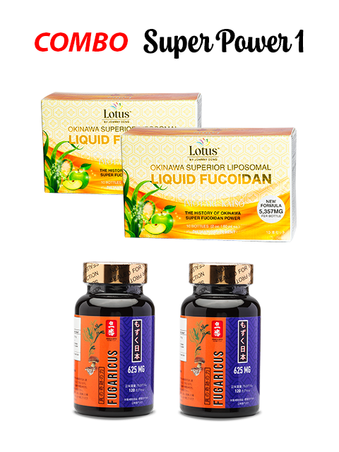 COMBO SUPER POWER 1 - SUPER FUCOIDAN LIQUID 5,357MG & FUGARICUS フコイダン力＆アガリクス
