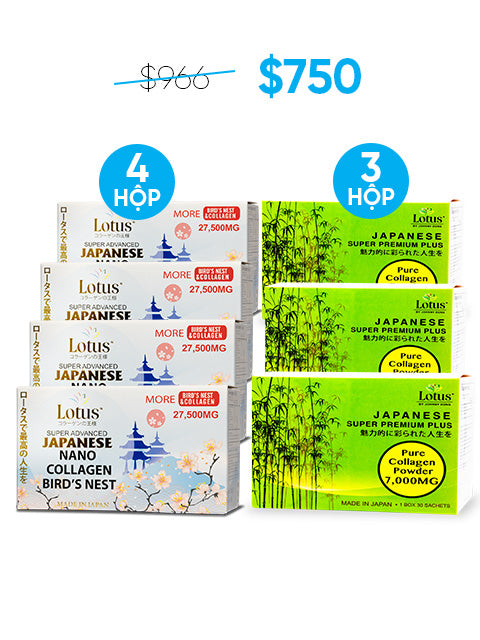 COMBO TWIN GLOW DUO 7 BOXES - SUPER COLLAGEN BIRD'S NEST PLUS & POWDER 7,000MG コラーゲンデュオ