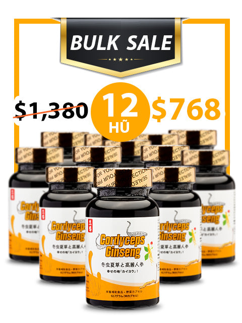 BULK SALE SAVING 12 HŨ - PREMIUM CORDYCEPS SÂM TRẮNG 1,030MG