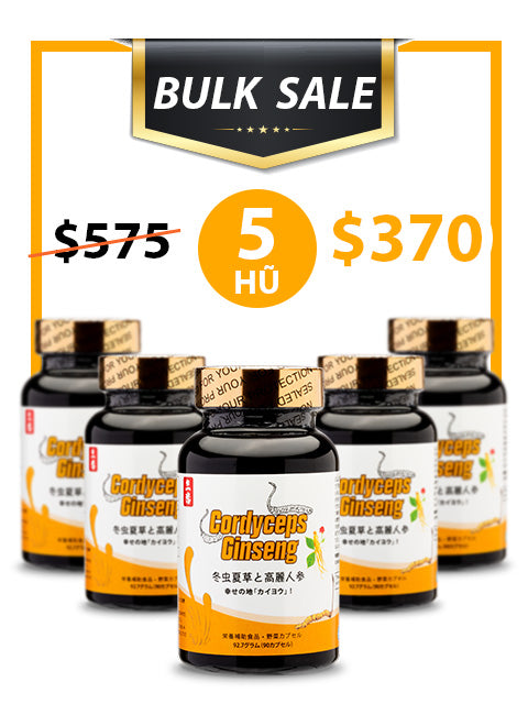 BULK SALE SAVING 5 HŨ - PREMIUM CORDYCEPS SÂM TRẮNG 1,030MG