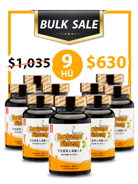 BULK SALE SAVING 9 HŨ - PREMIUM CORDYCEPS SÂM TRẮNG 1,030MG