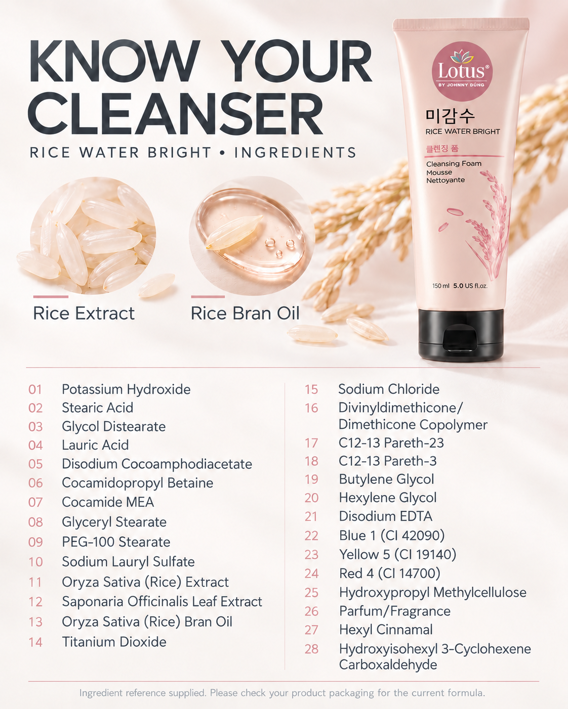 KOREAN RICE WATER BRIGHT CLEANSING FOAM 한국 쌀뜨물 브라이트 클렌징 폼