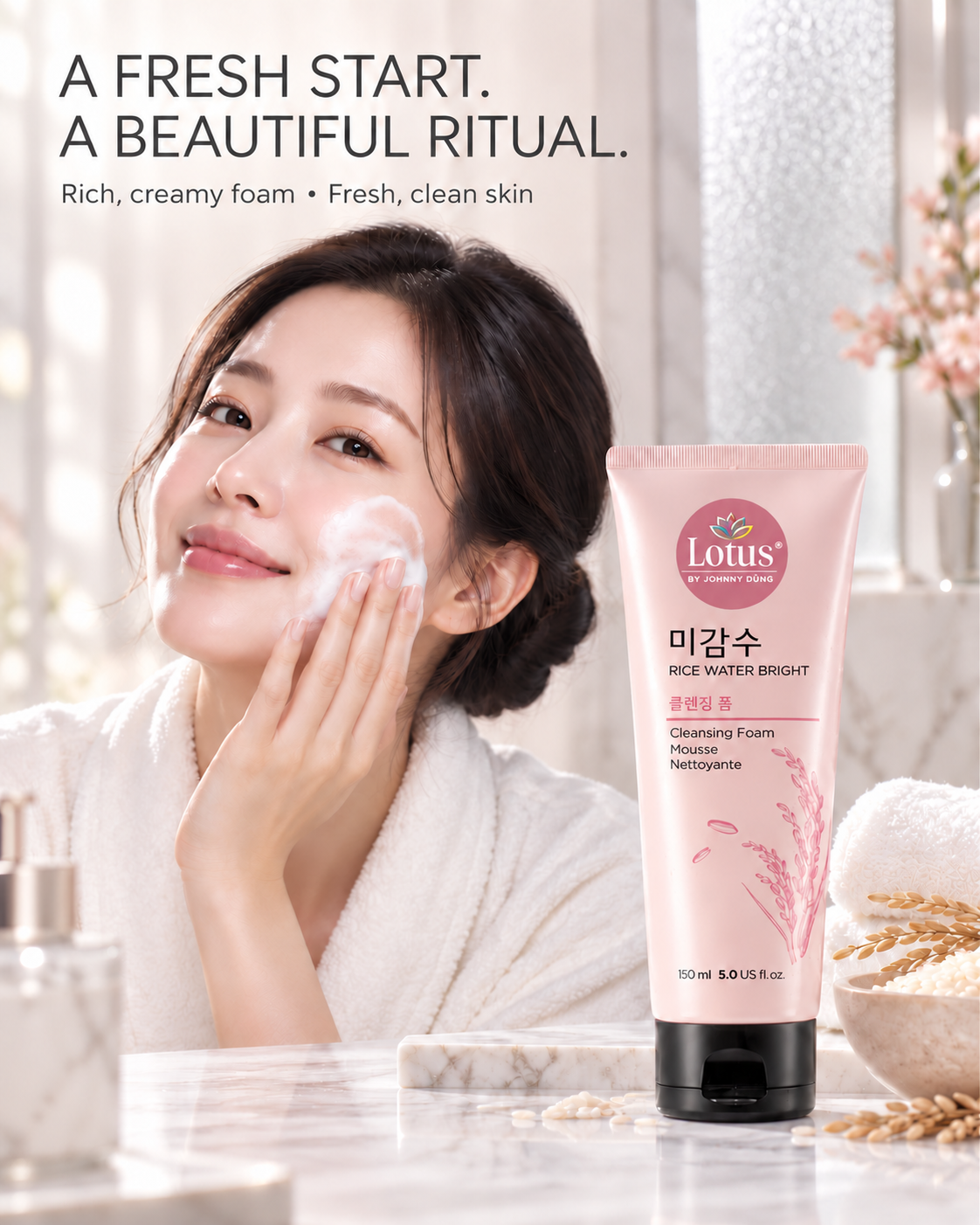KOREAN RICE WATER BRIGHT CLEANSING FOAM 한국 쌀뜨물 브라이트 클렌징 폼