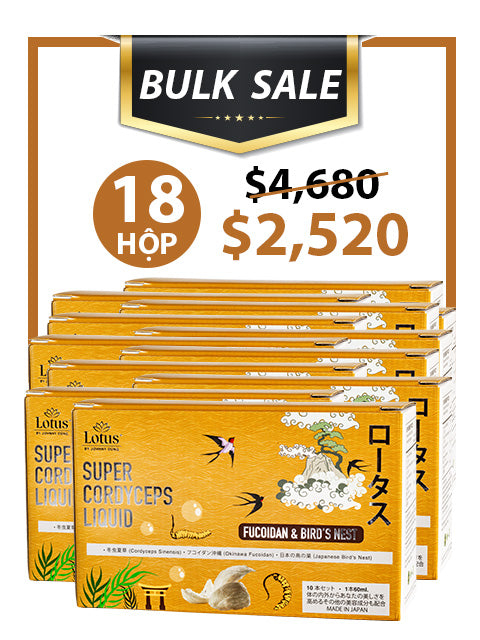 BULK SALE 18 BOXES - NƯỚC UỐNG ĐÔNG TRÙNG HẠ THẢO TỔ YẾN FUCOIDAN 3,000MG
