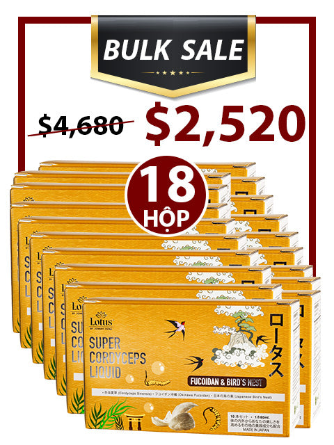 BULK SALE 18 BOXES - NƯỚC UỐNG ĐÔNG TRÙNG HẠ THẢO TỔ YẾN FUCOIDAN 3,000MG