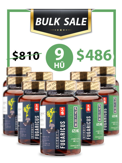 BULK SALE SAVING 9 HŨ - OKINAWA SUPER FUCOIDAN AGARICUS 625MG (40 CAPS)
