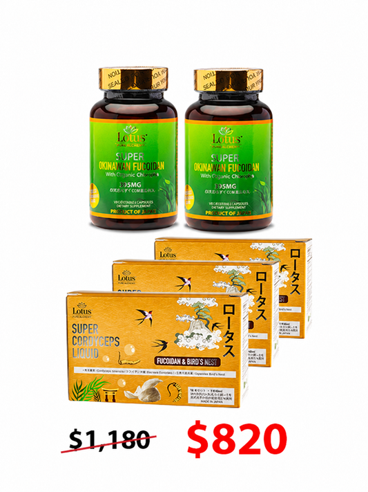 COMBO SUPER HEALTHY - JAPANESE SUPER FUCOIDAN 395MG & SUPER FUCOICEPS 海と大地の融合