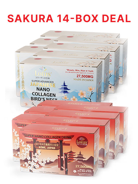 COMBO SAKURA 14 BOX DEAL – SUPER COLLAGEN NANO PLUS 27,500MG 美しい桜