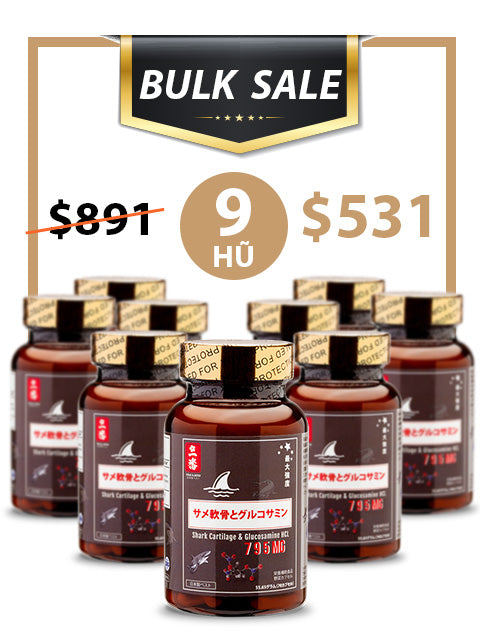 BULK SALE SAVING 9 HŨ - SỤN CÁ MẬP SHARK GLUCOSAMINE CHO XƯƠNG KHỚP