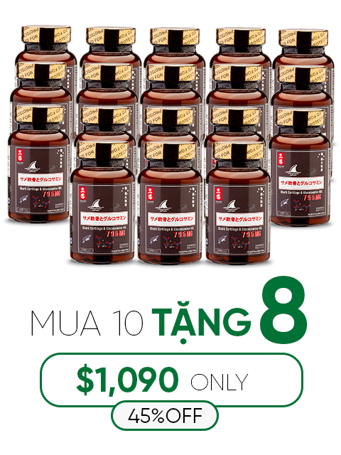 SHARK CARTILAGE & GLUCOSAMINE - SỤN CÁ MẬP CHO XƯƠNG KHỚP 日本のサメ軟骨