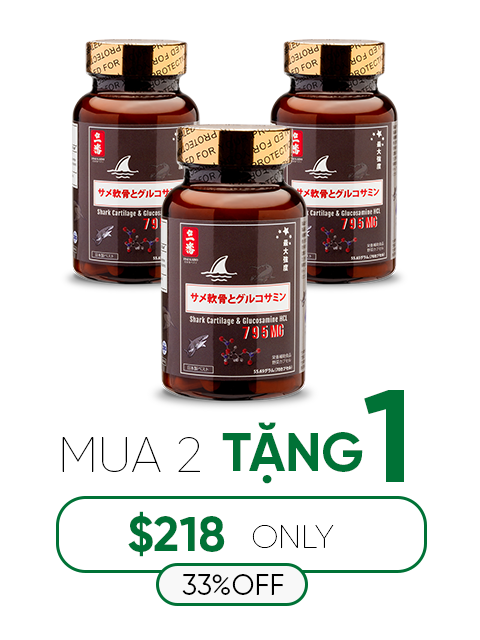 SHARK CARTILAGE & GLUCOSAMINE - SỤN CÁ MẬP CHO XƯƠNG KHỚP 日本のサメ軟骨