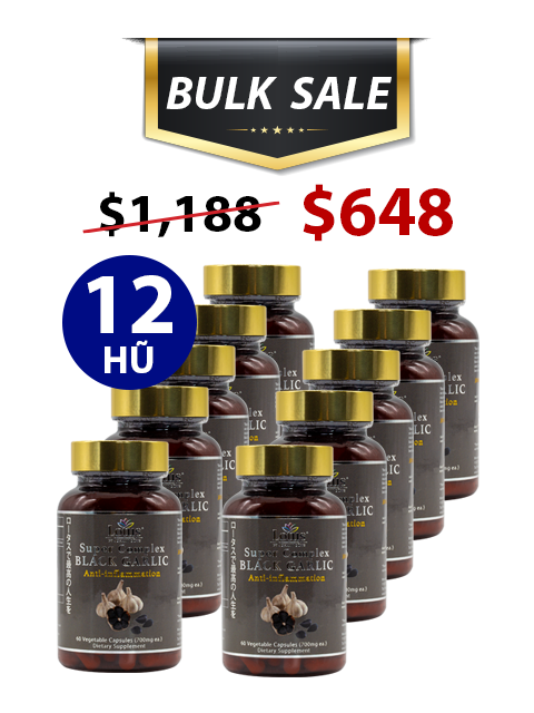 BULK SALE 12 HŨ - JAPANESE BLACK GARLIC & RED CURCUMIN, TỎI ĐEN NGHỆ ĐỎ