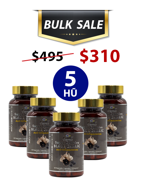 BULK SALE 5 HŨ - JAPANESE BLACK GARLIC & RED CURCUMIN, TỎI ĐEN NGHỆ ĐỎ