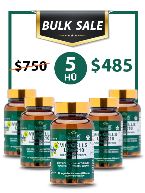 BULK SALE SAVING 5 HŨ - VITALCELLS LIFE X10 TRƯỜNG SANH TỰ CHI THẢO