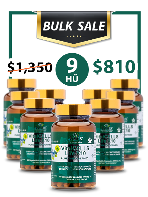 BULK SALE SAVING 9 HŨ - VITALCELLS LIFE X10 TRƯỜNG SANH TỰ CHI THẢO